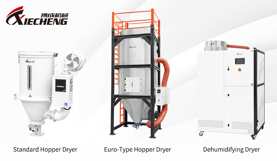 Comparison of Hopper Dryer, Euro Hopper Dryer, and Dehumidifying Dryer for Plastic Material Drying Comparación de secador de tolva, secador de tolva europea y secador deshumidificador para secado de materiales plásticos