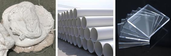 Grandes trozos de plástico duro y bloques de goma.