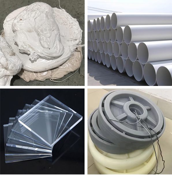 Grandes trozos de pl&aacute;stico duro y bloques de goma.